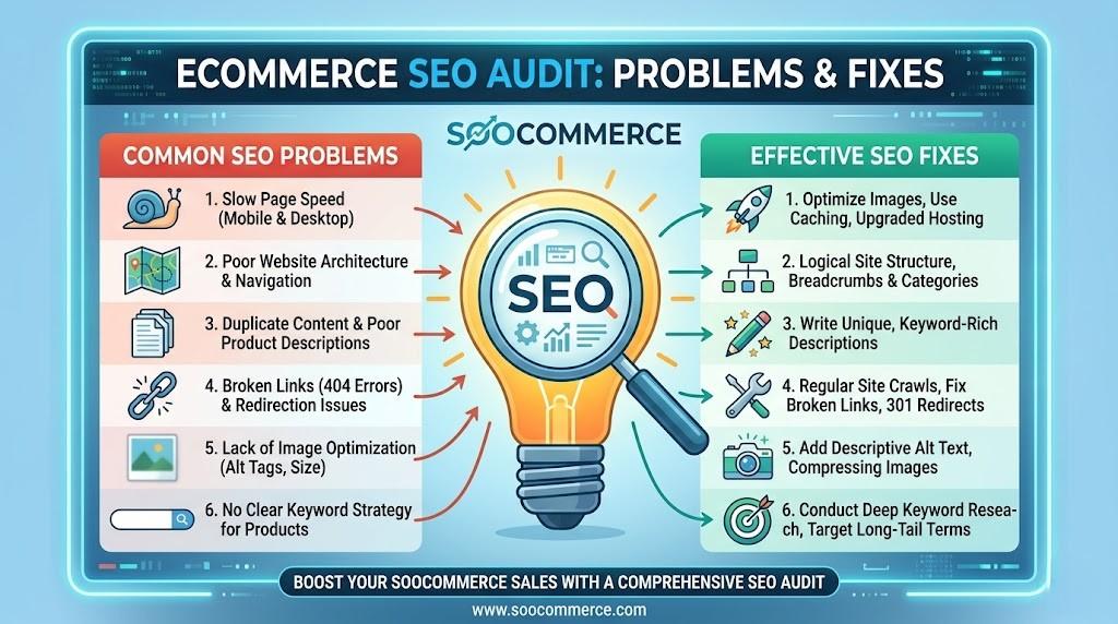 Ecommerce SEO Audit Problems and Fixes | Soocommerce