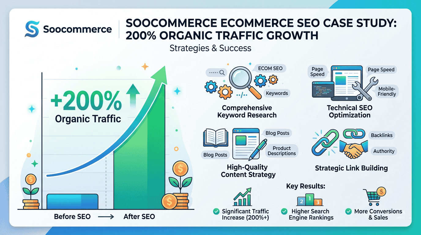 Soocommerce Ecommerce SEO Case Study: 200% Organic Traffic Growth
