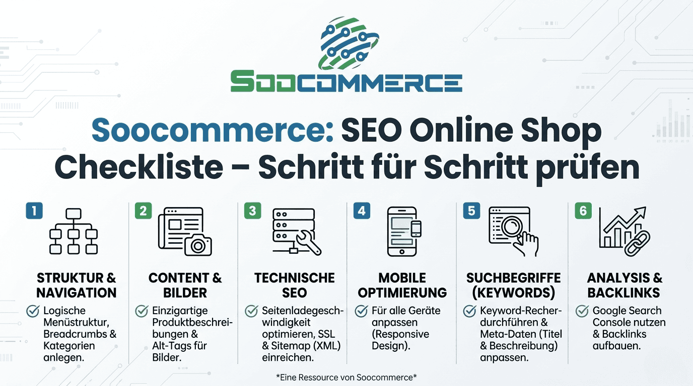 Soocommerce: SEO Online Shop Checkliste – Schritt für Schritt prüfen